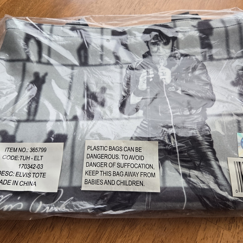 Elvis Tote Bag - Black and Gray